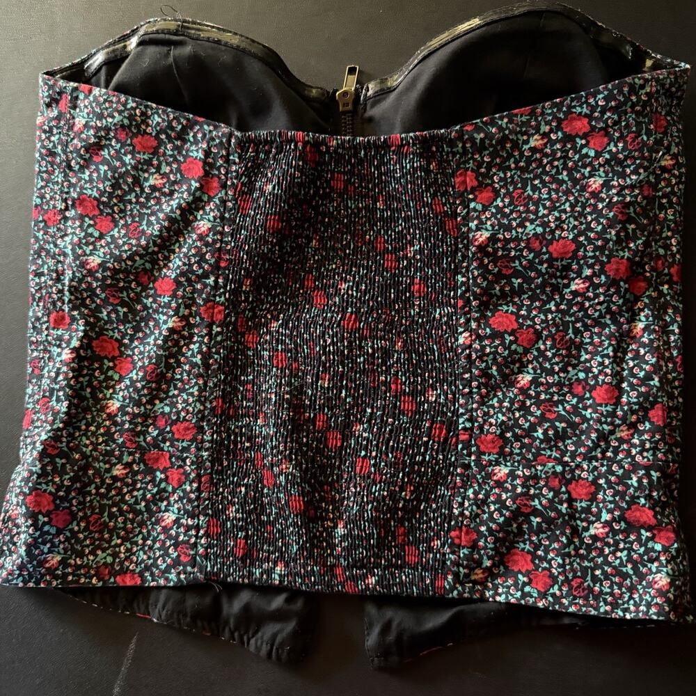 Urban Outfitters Silence + Noise Floral Corset Bustier Top Size Medium Y2K Zip - Picture 8 of 10